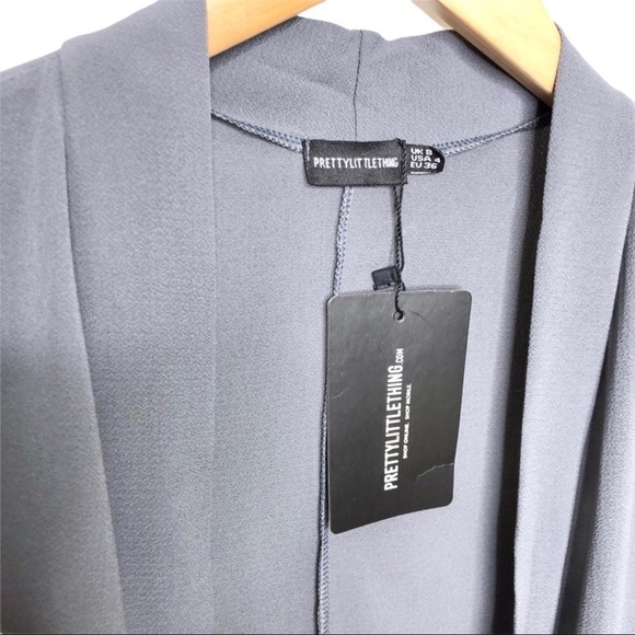 PrettyLittleThing Ana Duster Jacket Gray Size Medium Tie Sleeve Kimono - Picture 6 of 10